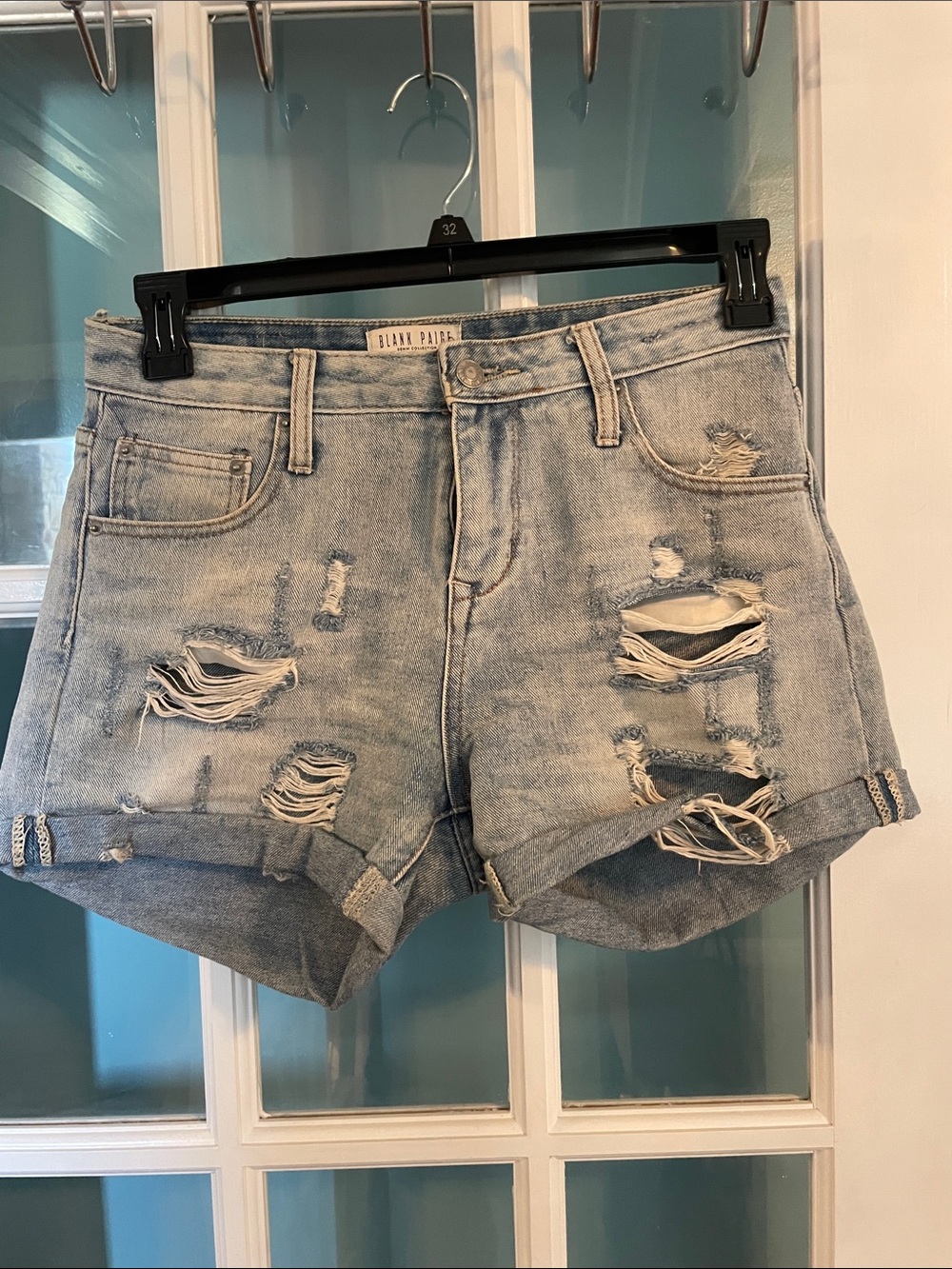 Distressed Light Blue Jean Shorts - Brand: Blank